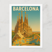 Carte postale Vintage voyage Barcelone Espagne