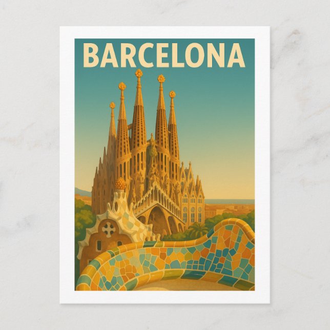 Carte postale Vintage voyage Barcelone Espagne (Devant)