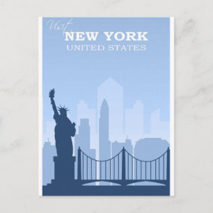 Carte Postale Vintage voyage bleu de New York