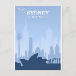 Carte Postale Vintage voyage bleu Sydney Australie