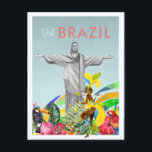 Carte postale Vintage voyage | Brésil<br><div class="desc">Un art parfait pour tous ceux qui aiment le Brésil. Avec des illustrations aquarelle du Brésil avec typographie de style rétro. Ajoutez votre libellé personnalisé à cette conception à l'aide des cases "Modifier ce modèle de conception" situées à droite de l'élément, ou cliquez sur le bouton bleu "Customiser" pour arranger...</div>