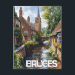Carte Postale Vintage voyage Bruges<br><div class="desc">Embarquez pour un voyage nostalgique à Bruges,  Belgique avec cette carte postale de voyage vintage. Le style rétro et les oeuvres d'art captivantes vous transporteront dans une époque révolue. Parfait pour les amateurs de voyage ou les amateurs de beauté de Bruges !</div>