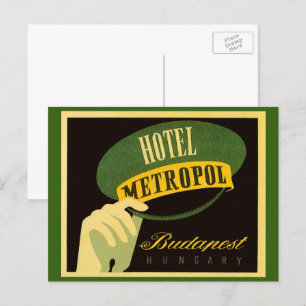 Carte Postale Vintage voyage Budapest Hongrie Bellhop Casquette