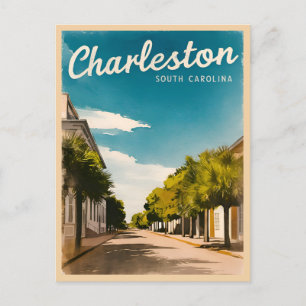Carte Postale Vintage voyage Charleston Caroline du Sud Retro