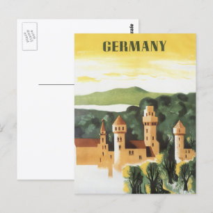 Carte Postale Vintage voyage, Château allemand, Bavière Allemagn