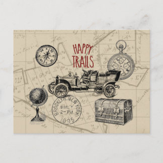 Carte Postale Vintage voyage Collage, Voyage de voiture antique