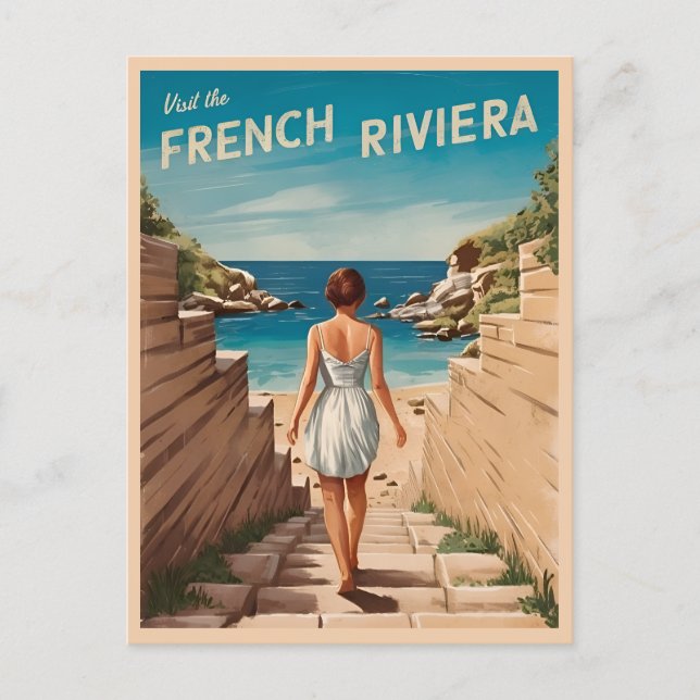 Carte Postale Vintage voyage Côte d'Azur Mer Rétro Pittoresque (Devant)