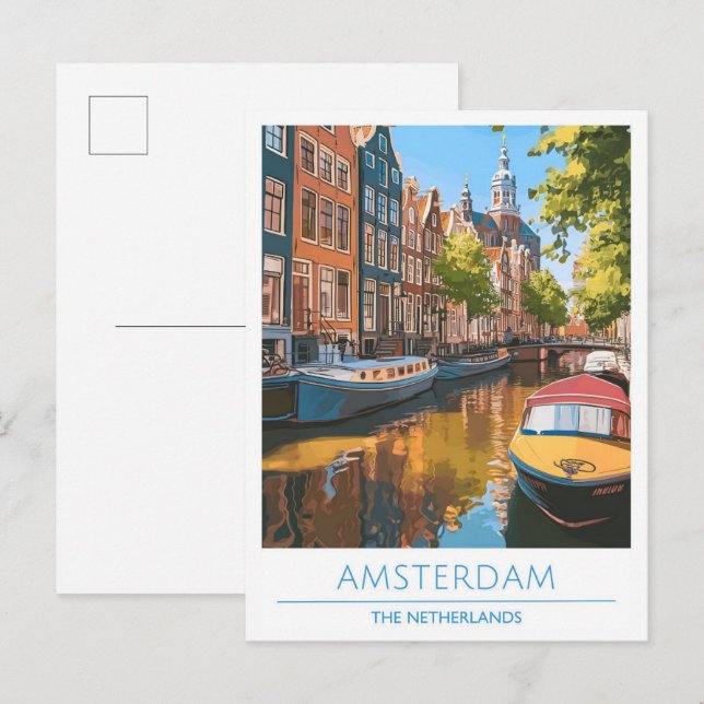 Carte Postale Vintage voyage d'Amsterdam Pays-Bas (Devant / Derrière)