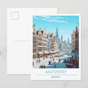 Carte Postale Vintage voyage d'Anvers Belgique