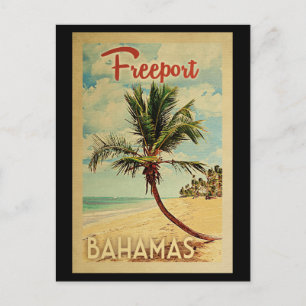 Carte Postale Vintage voyage d'arbre de palme Freeport