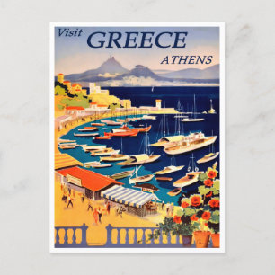 Carte postale Vintage voyage d'Athènes, Grèce