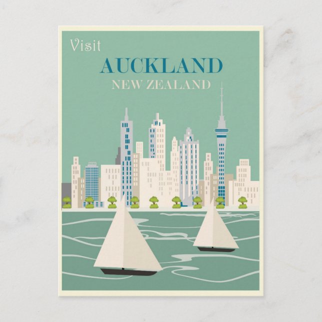 Carte Postale Vintage voyage d'Auckland Nouvelle-Zélande (Devant)