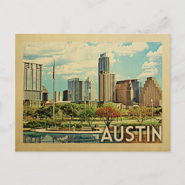 Carte Postale Vintage voyage d'Austin Texas (Devant)