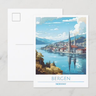 Carte Postale Vintage voyage de Bergen Norvège