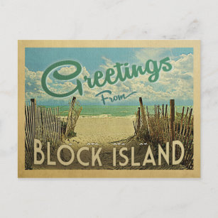 Carte Postale Vintage voyage de Block Island Beach