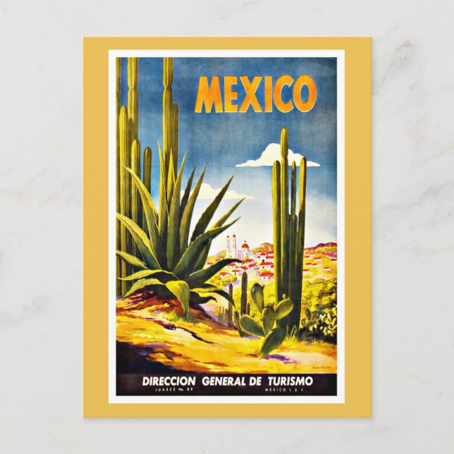 Carte Postale Vintage voyage de cactus du Mexique (Devant)