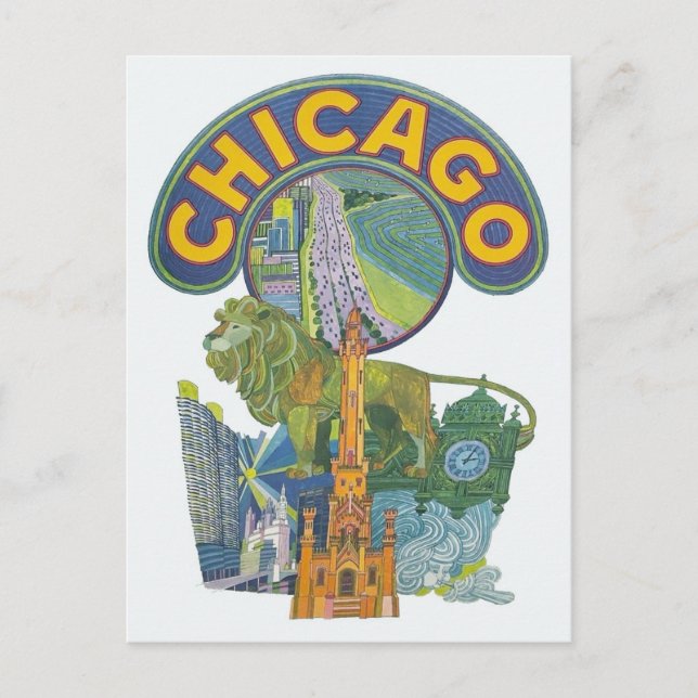 Carte postale Vintage voyage de Chicago (Devant)