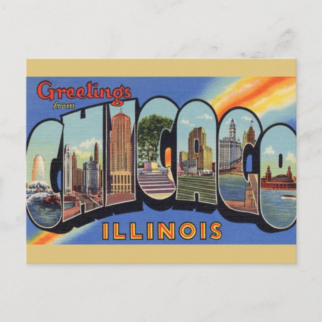 Carte postale Vintage voyage de Chicago Big City ! (Devant)