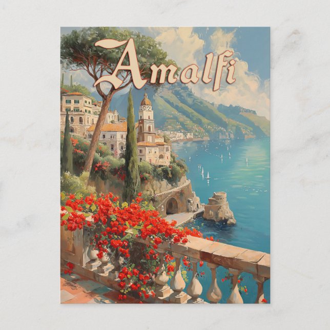 Carte Postale Vintage voyage de la côte italienne d'Amalfi (Devant)