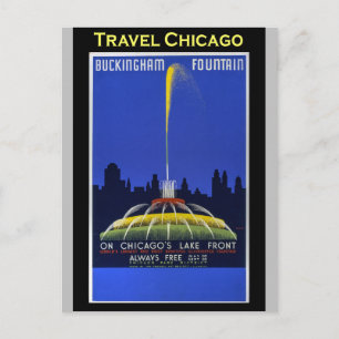 Carte Postale Vintage voyage de la fontaine de Chicago Buckingha