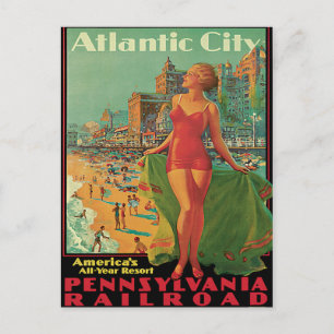 Carte Postale Vintage voyage de la ville d'Atlantique
