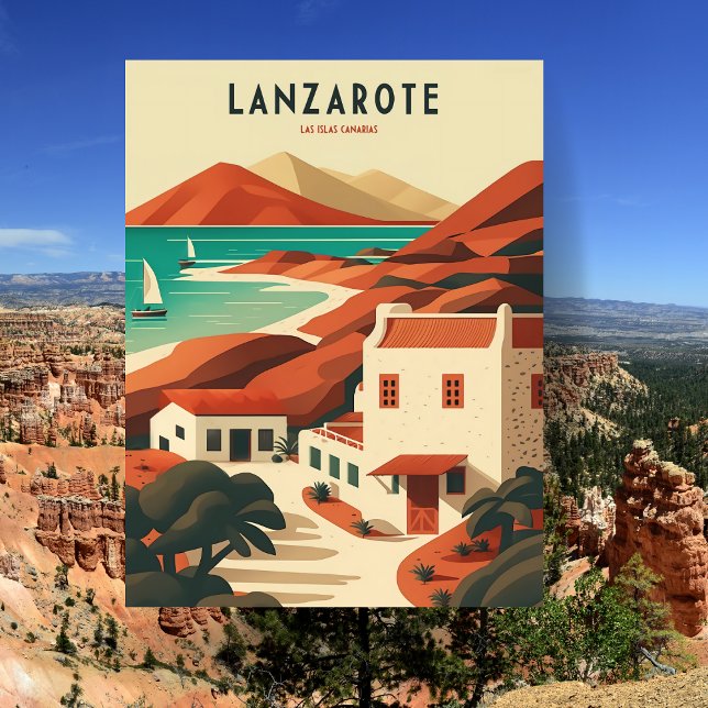 Carte Postale Vintage voyage de Lanzarote Espagne (Lanzarote Spain Vintage Travel Postcard)