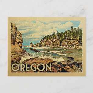 Carte Postale Vintage voyage de plage de l'Oregon Postcard