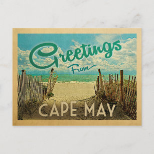 Carte Postale Vintage voyage de plage du Cap May
