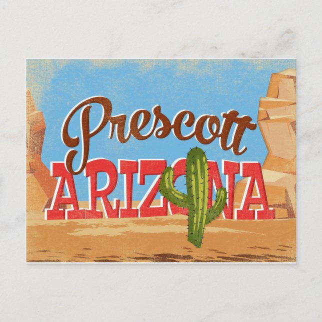 Carte Postale Vintage voyage de Prescott Arizona (Devant)