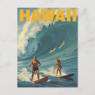 Carte Postale Vintage voyage de surf Hawaii