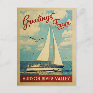 Carte Postale Vintage voyage de voilier de la vallée de la Hudso