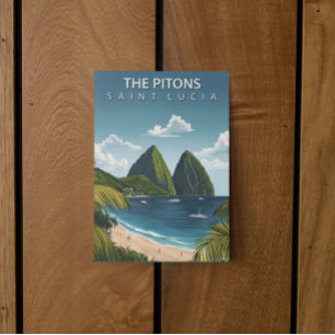 Carte Postale Vintage voyage des Caraïbes aux Pitons Sainte-Luci