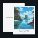 Carte Postale Vintage voyage des Philippines Palawan<br><div class="desc">Carte postale Palawan Philippines Peinture Vintage voyage</div>