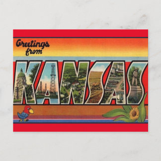 Carte postale Vintage voyage du Kansas