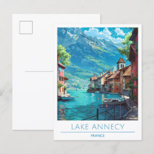 Carte Postale Vintage voyage du lac d'Annecy France