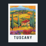 Carte Postale Vintage voyage du vignoble toscan<br><div class="desc">Carte postale étonnante avec un vignoble toscan dans un style d'art de voyage vintage. Parfait pour envoyer des salutations ou ajouter une touche d'Italie à votre décor maison.</div>
