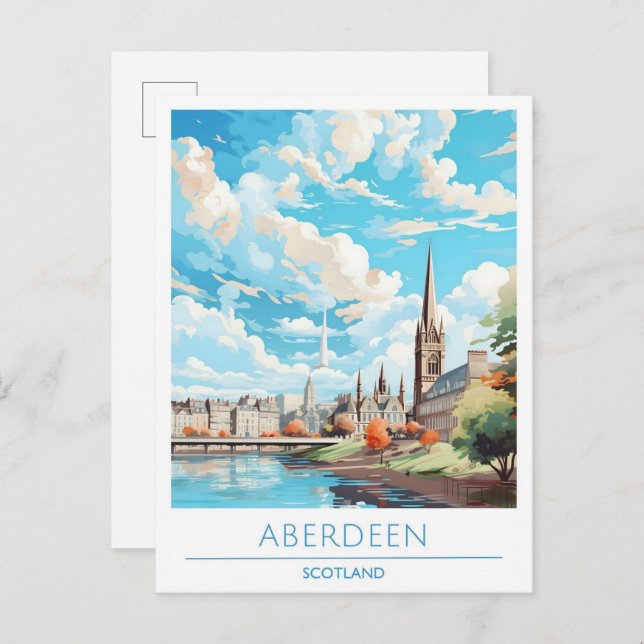 Carte Postale Vintage voyage écossais d'Aberdeen (Devant / Derrière)