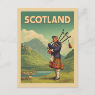 Carte Postale Vintage voyage écossais - Highland Bagpiper