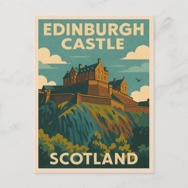 Carte Postale Vintage voyage Edinburgh Castle Scotland Retro (Devant)