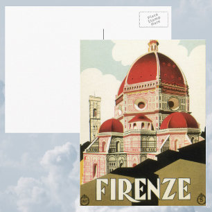Carte Postale Vintage voyage Florence Firenze Italie Eglise Duom