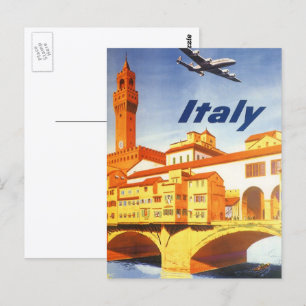 Carte Postale Vintage voyage Florence Firenze Italie Pont Rivièr