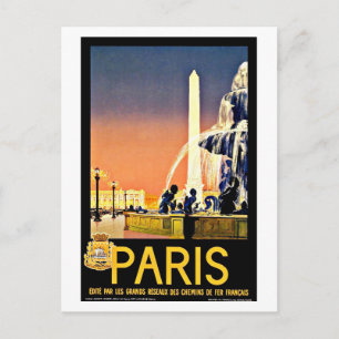 Carte Postale Vintage voyage Fontaine de Paris France