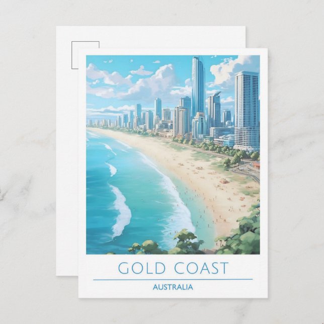 Carte Postale Vintage voyage Gold Coast Australie (Devant / Derrière)