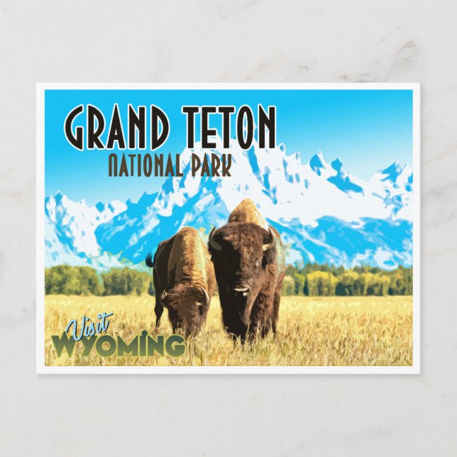 Carte postale Vintage voyage Grand Teton Park Wyom (Devant)