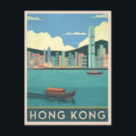 Carte Postale Vintage voyage Hong Kong Chine Rétro Cityscape<br><div class="desc">Célébrez la beauté du superbe port Victoria de Hong Kong avec ce design rétro captivant inspiré des voyages. Insufflée de vibrations nostalgiques et de charme vintage, cette pièce capte l'essence intemporelle et l'énergie dynamique du port dans un style minimaliste rétro qui allie esthétique du milieu du siècle à une touche...</div>