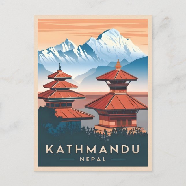 Carte Postale Vintage voyage Kathmandu Nepal Temple Rétro Pittor (Devant)