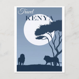 Carte Postale Vintage voyage Kenya Afrique Lion