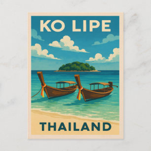 Carte Postale Vintage voyage Ko Lipe Island Thaïlande Bord de me