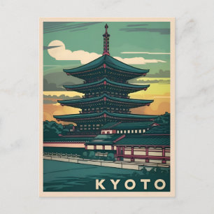 Carte Postale Vintage voyage Kyoto Japon Retro Graphisme