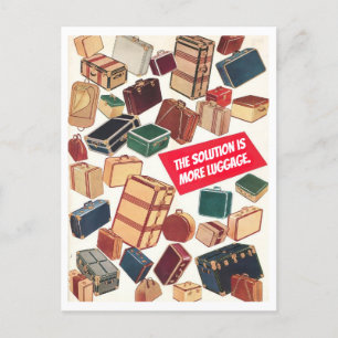 Carte Postale Vintage voyage "La solution est plus de bagages"